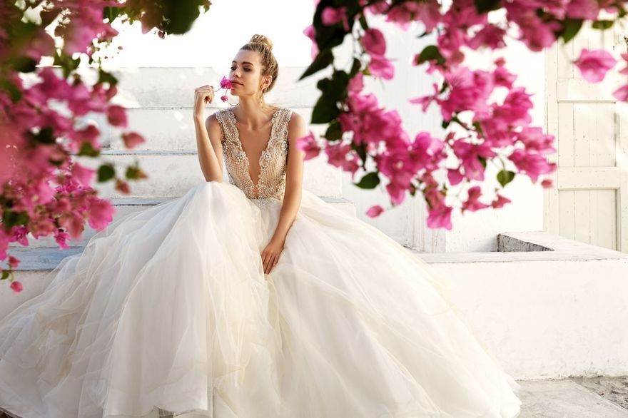 Свадебное платье Prue. Силуэт А-силуэт. Цвет Айвори / Капучино, Белый / Молочный. Вид 3