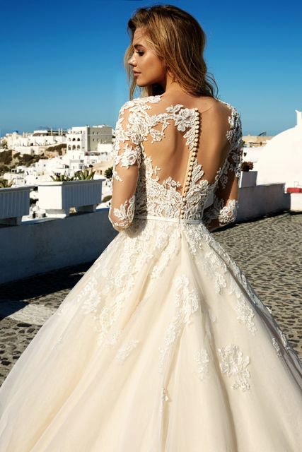 Свадебное платье Allen. Силуэт А-силуэт. Цвет Айвори / Капучино, Белый / Молочный. Вид 2