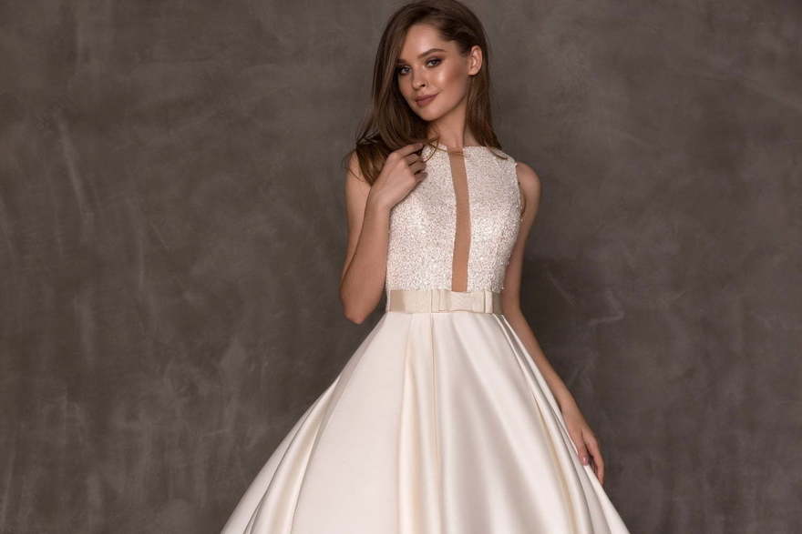 Свадебное платье Janette. Силуэт А-силуэт. Цвет Айвори / Капучино, Белый / Молочный. Вид 3