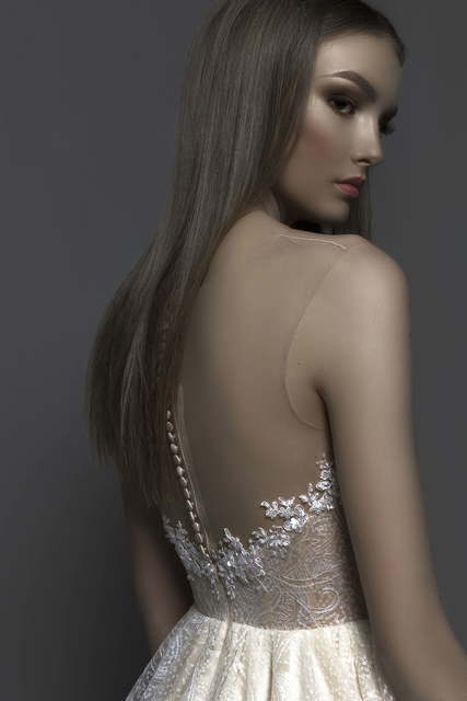 Свадебное платье Khalisi. Силуэт Пышное, А-силуэт. Цвет Айвори / Капучино, Золото. Вид 2