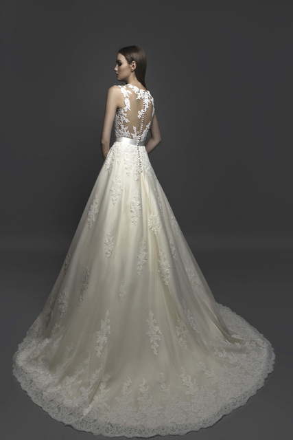 Свадебное платье Lizza. Силуэт А-силуэт. Цвет Айвори / Капучино. Вид 2