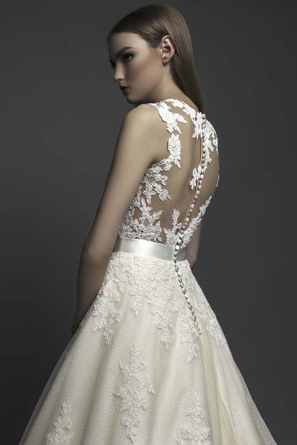 Свадебное платье Lizza. Силуэт А-силуэт. Цвет Айвори / Капучино. Вид 3