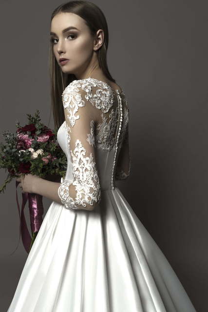 Свадебное платье Nikka. Силуэт А-силуэт. Цвет Белый / Молочный. Вид 3