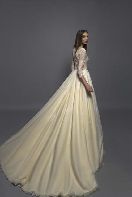 Свадебное платье Tamila. Силуэт Пышное, А-силуэт. Цвет Айвори / Капучино, Золото, Персик / Оранжевый. Вид 2