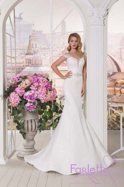 Свадебное платье Андорра. Силуэт Рыбка, А-силуэт. Цвет Белый / Молочный. Вид 2