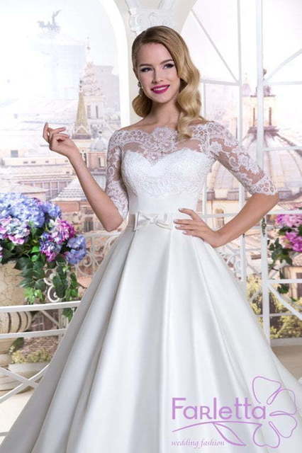 Свадебное платье Филадельфия. Силуэт А-силуэт. Цвет Белый / Молочный. Вид 3