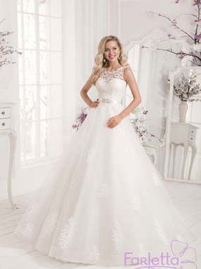 Свадебное платье Азалия. Силуэт А-силуэт. Цвет Белый / Молочный. Вид 1