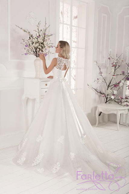 Свадебное платье Азалия. Силуэт А-силуэт. Цвет Белый / Молочный. Вид 2