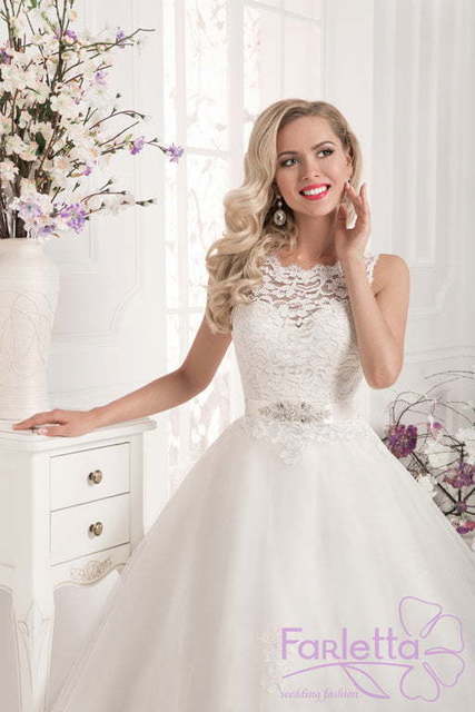 Свадебное платье Азалия. Силуэт А-силуэт. Цвет Белый / Молочный. Вид 3