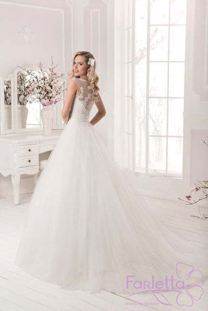 Свадебное платье Бегония. Силуэт А-силуэт. Цвет Белый / Молочный. Вид 2