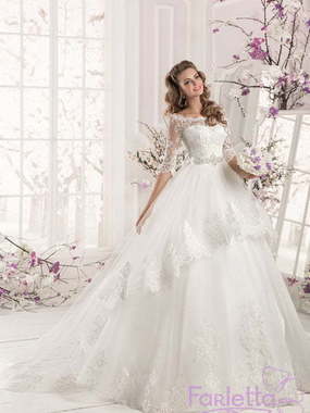 Свадебное платье Камелия. Силуэт А-силуэт. Цвет Белый / Молочный. Вид 1