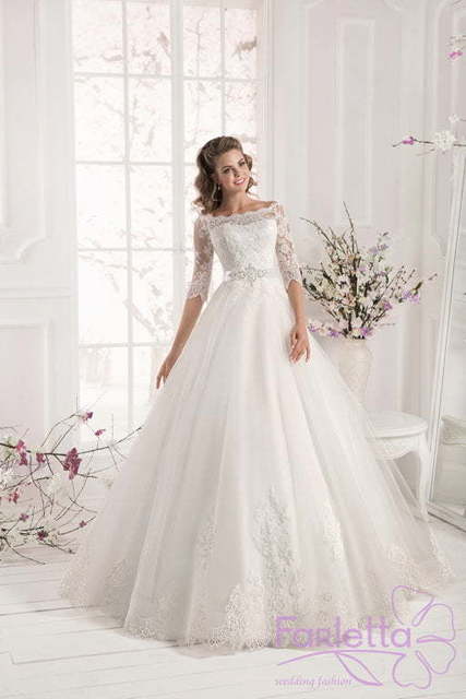 Свадебное платье Камелия. Силуэт А-силуэт. Цвет Белый / Молочный. Вид 3