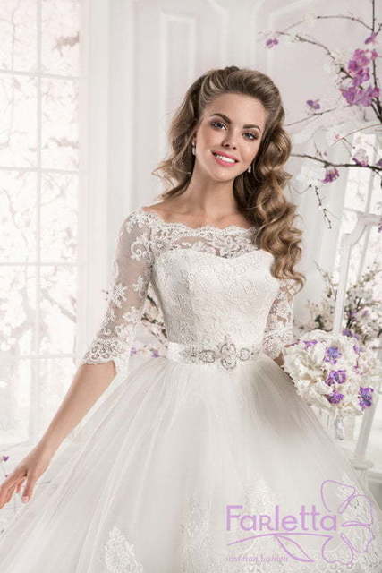 Свадебное платье Камелия. Силуэт А-силуэт. Цвет Белый / Молочный. Вид 4