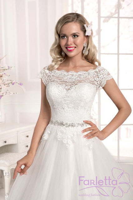 Свадебное платье Лаурелия. Силуэт А-силуэт. Цвет Белый / Молочный. Вид 3