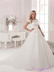 Свадебное платье Петуния. Силуэт А-силуэт. Цвет Белый / Молочный. Вид 1