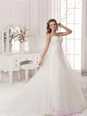 Свадебное платье Розалия. Силуэт А-силуэт. Цвет Белый / Молочный. Вид 1