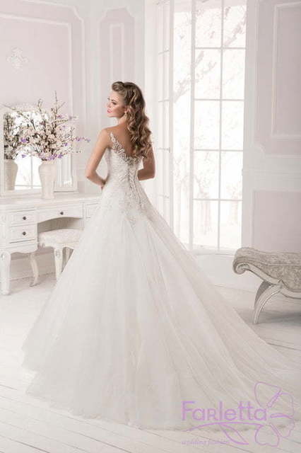 Свадебное платье Розалия. Силуэт А-силуэт. Цвет Белый / Молочный. Вид 2