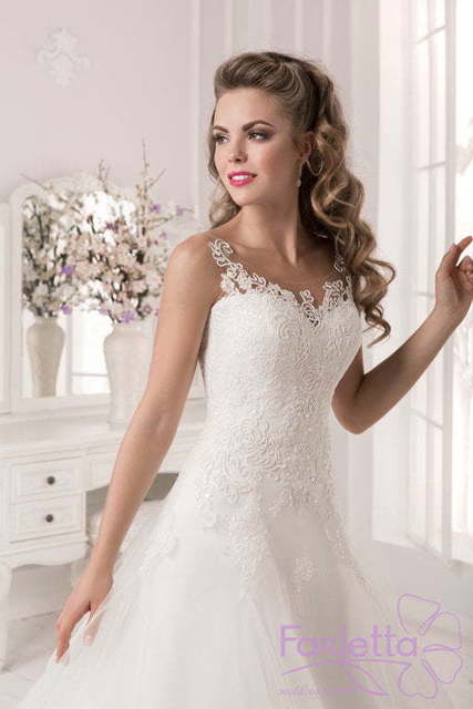 Свадебное платье Розалия. Силуэт А-силуэт. Цвет Белый / Молочный. Вид 3