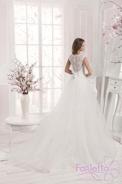 Свадебное платье Сакура. Силуэт Рыбка, Пышное, А-силуэт. Цвет Белый / Молочный. Вид 3