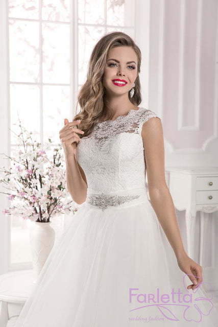 Свадебное платье Сакура. Силуэт Рыбка, Пышное, А-силуэт. Цвет Белый / Молочный. Вид 5