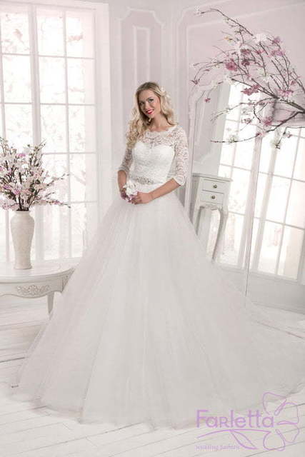 Свадебное платье Сакура. Силуэт Рыбка, Пышное, А-силуэт. Цвет Белый / Молочный. Вид 6