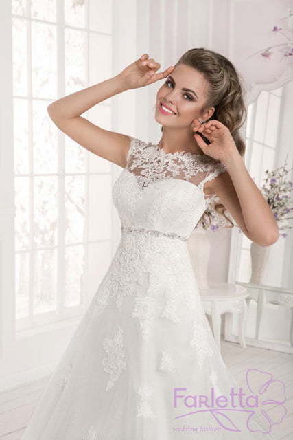 Свадебное платье Фрезия. Силуэт А-силуэт. Цвет Белый / Молочный. Вид 3