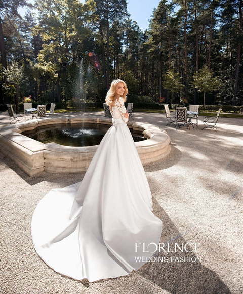 Свадебное платье Bonne. Силуэт А-силуэт. Цвет Белый / Молочный. Вид 2