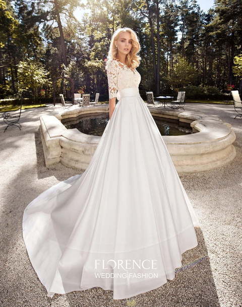 Свадебное платье Bonne. Силуэт А-силуэт. Цвет Белый / Молочный. Вид 3