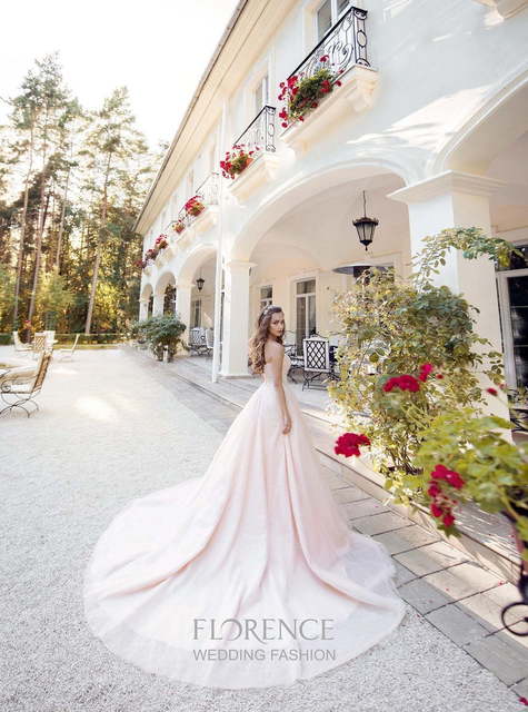 Свадебное платье Chianti. Силуэт А-силуэт. Цвет Айвори / Капучино, оттенки Розового. Вид 2