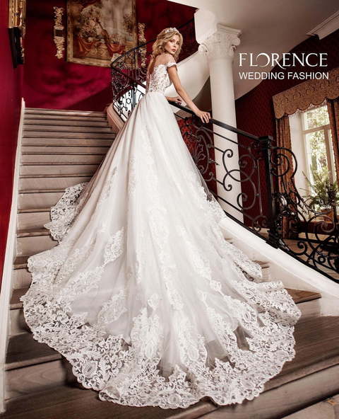 Свадебное платье Barolo. Силуэт А-силуэт, Прямое. Цвет Белый / Молочный. Вид 2