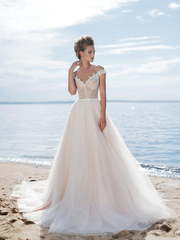 Свадебное платье Kon Tiki. Силуэт А-силуэт, Прямое. Цвет Белый / Молочный, Персик / Оранжевый. Вид 1