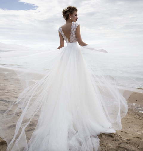 Свадебное платье Neva. Силуэт А-силуэт. Цвет Белый / Молочный. Вид 2