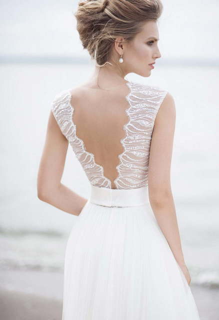 Свадебное платье Neva. Силуэт А-силуэт. Цвет Белый / Молочный. Вид 3