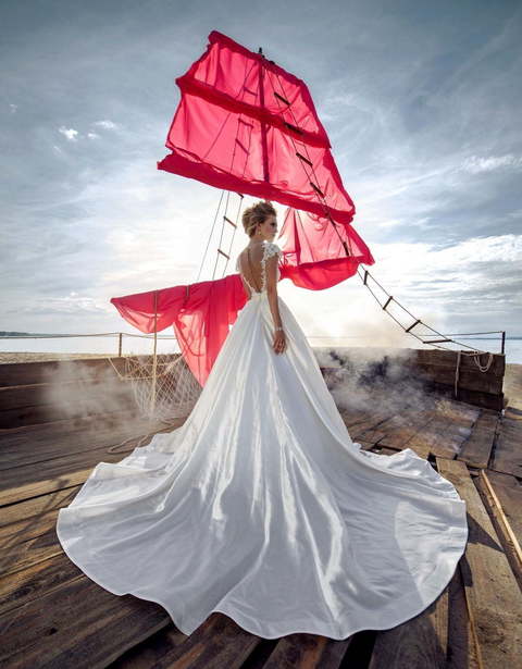 Свадебное платье Mary Rose. Силуэт А-силуэт. Цвет Белый / Молочный. Вид 2