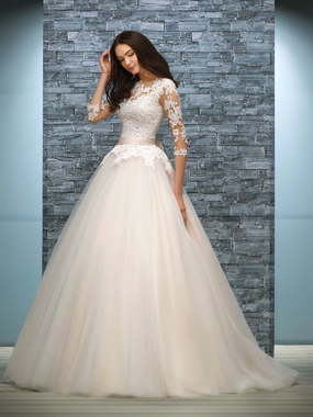 Свадебное платье Isida. Силуэт Пышное, А-силуэт. Цвет Белый / Молочный, Айвори / Капучино, Персик / Оранжевый. Вид 1