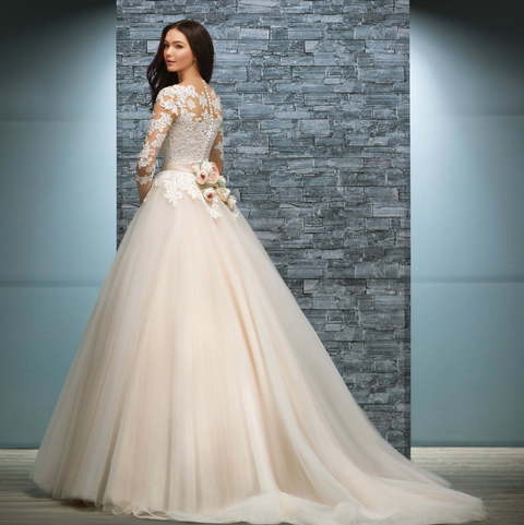 Свадебное платье Isida. Силуэт Пышное, А-силуэт. Цвет Айвори / Капучино, Белый / Молочный, Персик / Оранжевый. Вид 2