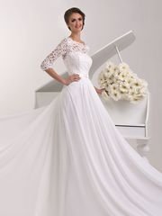 Свадебное платье Поладия. Силуэт А-силуэт. Цвет Белый / Молочный. Вид 1