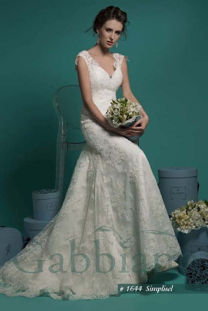 Свадебное платье Симплисель. Силуэт Рыбка, А-силуэт. Цвет Белый / Молочный. Вид 3