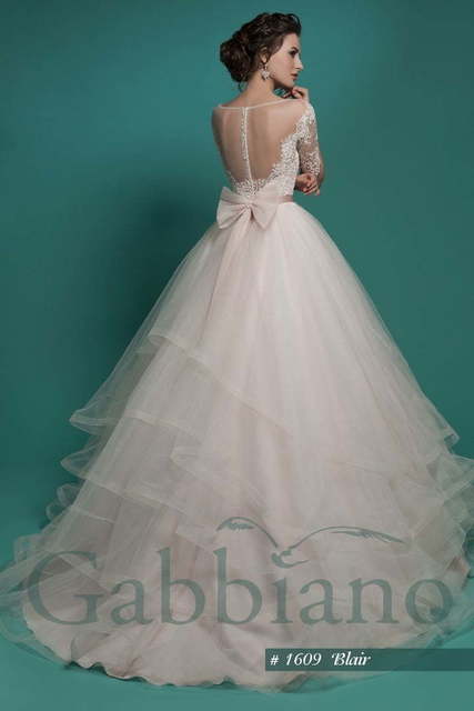 Свадебное платье Блэр. Силуэт Пышное, А-силуэт. Цвет Айвори / Капучино, Белый / Молочный, оттенки Розового. Вид 2