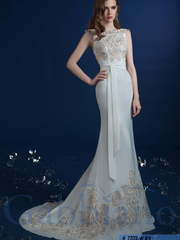 Свадебное платье Алика. Силуэт А-силуэт, Рыбка. Цвет Белый / Молочный, Айвори / Капучино, Золото. Вид 1