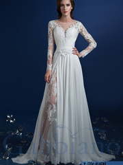 Свадебное платье Альхена. Силуэт А-силуэт, Прямое. Цвет Белый / Молочный. Вид 1