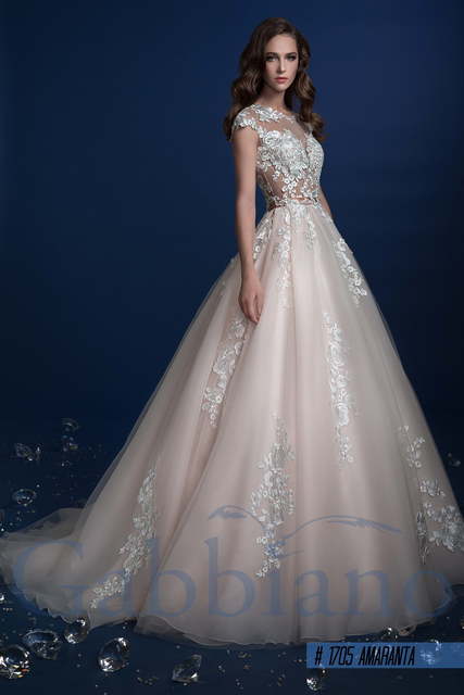 Свадебное платье Амеранта. Силуэт Пышное, А-силуэт. Цвет Белый / Молочный, оттенки Розового. Вид 3