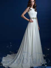 Свадебное платье Бернадайн. Силуэт А-силуэт, Прямое. Цвет Белый / Молочный. Вид 1