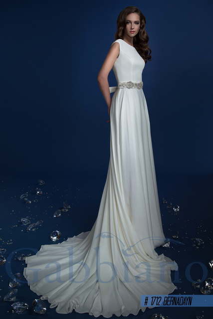 Свадебное платье Бернадайн. Силуэт А-силуэт, Прямое. Цвет Белый / Молочный. Вид 3