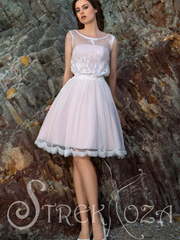 Свадебное платье Кира 2. Силуэт А-силуэт. Цвет Айвори / Капучино, оттенки Розового. Вид 1