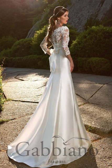 Свадебное платье Фабаянн. Силуэт А-силуэт. Цвет Айвори / Капучино, Белый / Молочный. Вид 2