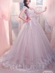 Свадебное платье Аспасия. Силуэт Пышное, А-силуэт. Цвет Айвори / Капучино, оттенки Розового. Вид 1