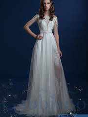 Свадебное платье Бонда. Силуэт А-силуэт, Прямое. Цвет Белый / Молочный. Вид 1