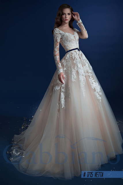 Свадебное платье Ветта. Силуэт Пышное, А-силуэт. Цвет Айвори / Капучино, Персик / Оранжевый, оттенки Розового. Вид 3