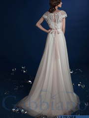 Свадебное платье Гарлин. Силуэт А-силуэт. Цвет Айвори / Капучино, Персик / Оранжевый, оттенки Розового. Вид 2